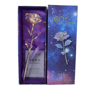 24k "Galaxy" Gold Rose "Love You For Life" Love Optional Light or Display Stand