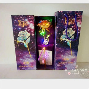 24k "Galaxy" Gold Rose "Love You For Life" Love Optional Light or Display Stand